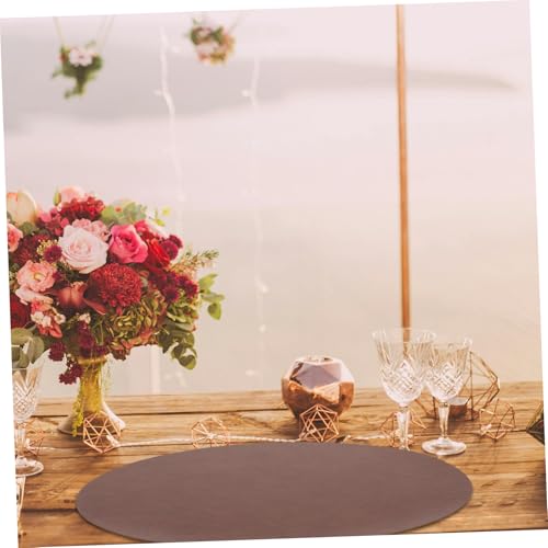 Sets de table ronds en PU marron café imperméables Mikikit lavables pour salle à manger - 7
