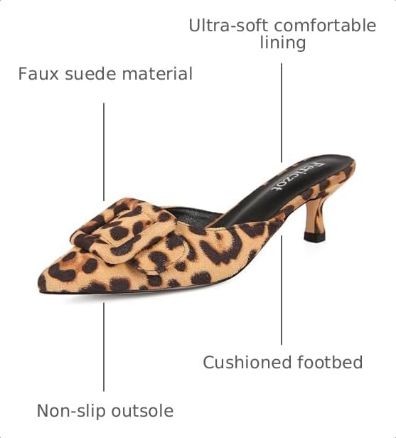 Image of Fericzot Mule Slippers for Women,Slingback Buckle Pumps Pointed Toe Kitten Heels Shoes Slides Backless Dress Sandals