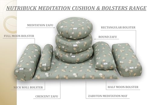 Image of Buckwheat Hulls Round Bolster Pillow | Body Positioner | Cotton Material | Reduced Stress on Spine, Neck Pain Relief | Effective Support for Side and Back Sleepers | Pistachio