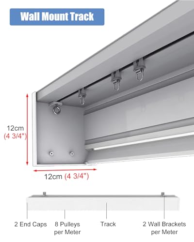 Rail de Rideau Mural Robuste en Aluminium, Tringle Simple pour Rideaux et voilages de Chambre. Glissement Fluide et Durable. Idéal pour Les Rideaux et voilages. Installation Facile