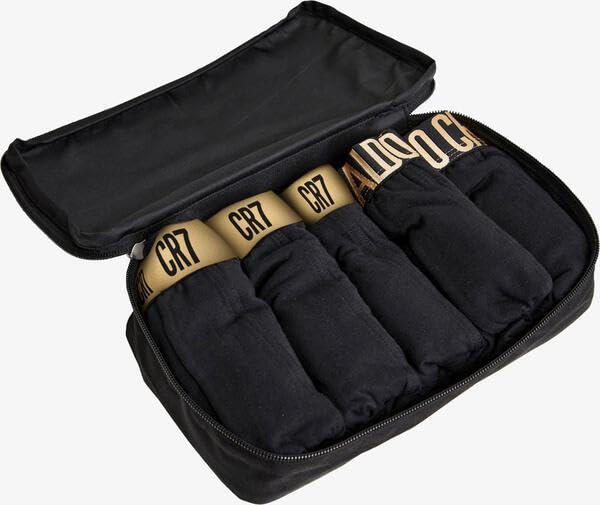 CR7 Men's Trunk 5-PACK in Travel Zip Bag [Black & Gold] (Extra Large)4