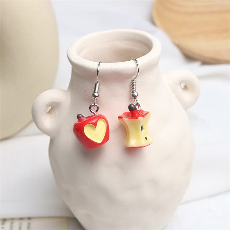 Lovely Apple Dangle Earrings Resin Fruit Food Imitate Jewelry for Women Apple Lover Holloween Earrings-3 Pairs Cake2