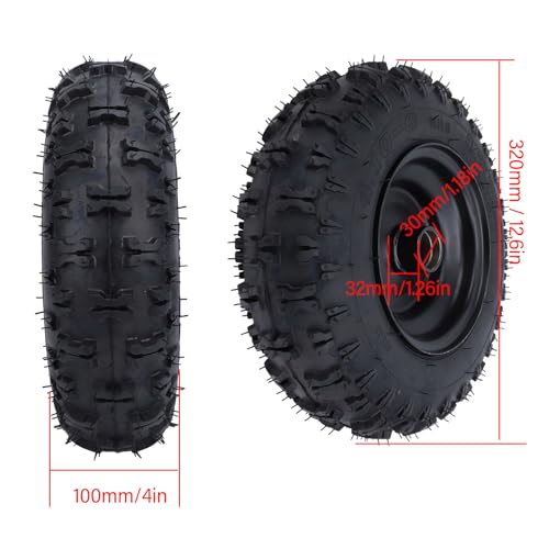 4.10-6 Vorderreifen und Felge und 12-mm-Rad 4.10x6 410-6 Tubeless-Reifen für ATV Quad Mini Bike Scooter Rasenmäher 4-Rad Drift Trike Schneefräse