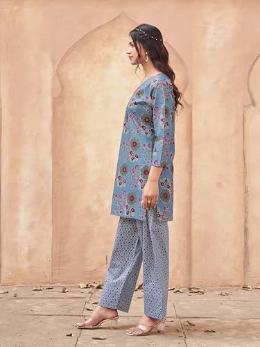 Image of Womanista Women Printed Cotton Kurta Set for Woman | Jaipur Coord Set | Farshi Salwar Suit