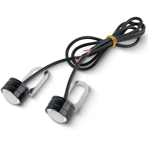 Riloer 1Pair of 12V 3W Motorcycle LED Eagle Eye Lights DRL Daytime Running Lamps, Waterproof Motorbike Mirror Backup Lights, White