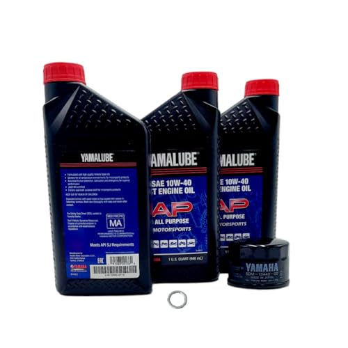 Image of Yamaha Kodiak 700 (2016-2018) all Models AP Oil Filter Change Kit Yamaha Part# 5DM-13440-00-00 and 3 Quarts All Purpose LUB-10W40-AP-12