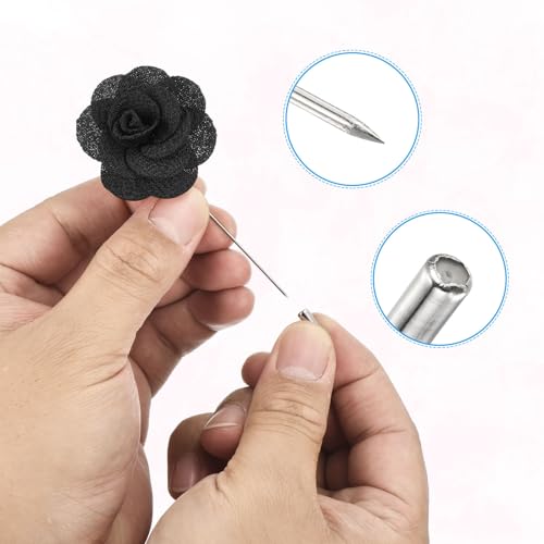 Image of PATIKIL Flower Boutonnieres Pin, Handmade Camellia Lapel Pin for Men Women Suit Wedding Graduation Anniversary Brooch Outfit Accessories