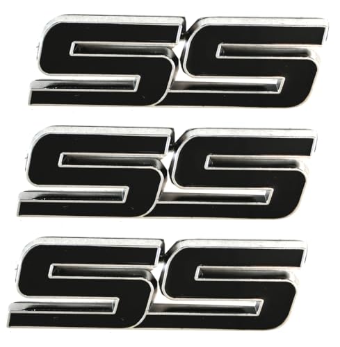 Image of 3pcs Metal SS Front Door SS Emblem Car Badge Sticker Decals Replacement for Chevy Camaro 06-10 (Chrome)