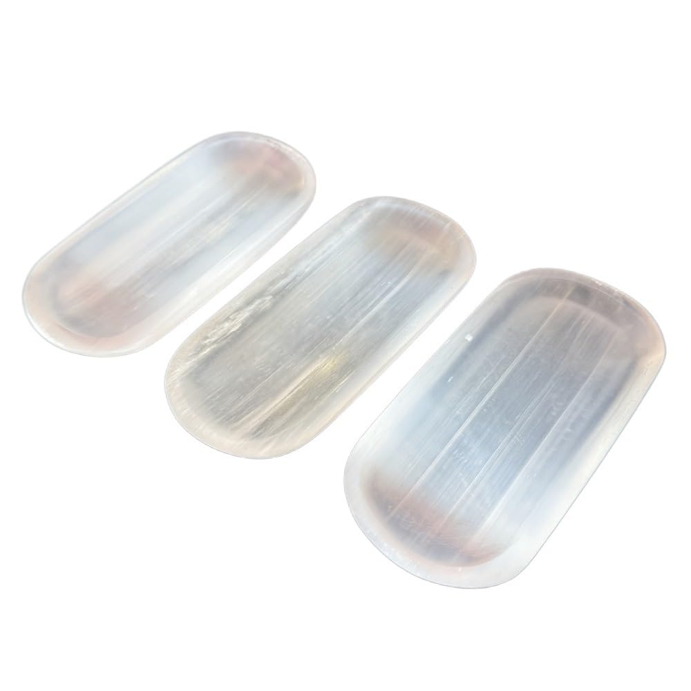 AARTERZZA 1pc 150-200g 150 * 60 * 13mm Selenite Bowl White Gypsum Crystal Stone Moroccan Craft Home Decoration Plate Gift