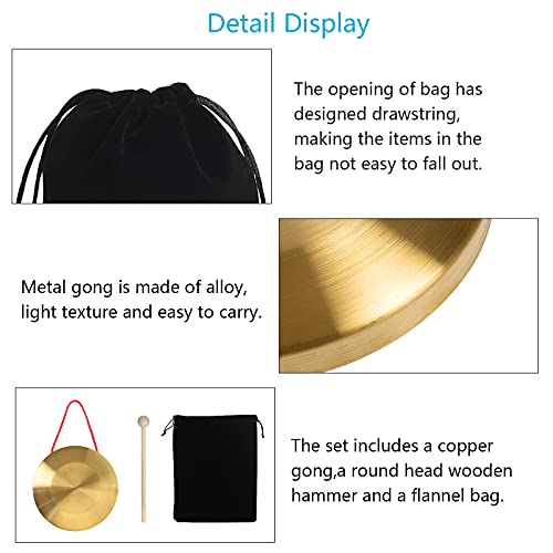 LAMEK 15 cm Hand Gong Messing Handgong Kupfer Opera Percussion mit Runden Hammer Musik Intelligenz Spielzeug Instrument für Kinder Kapelle Schule Musikunterricht - Image 7
