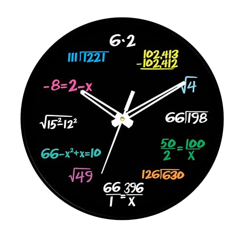 Image of SANDROSE Mathematics 10 inch Designer Plastic Analog Wall Clock Home for Living Room Kitchen Bedroom Office Classroom Kids Room, Black