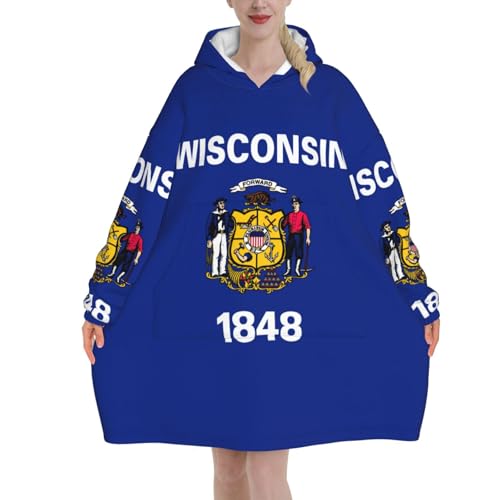 Couverture à capuche en flanelle épaisse motif Wisconsin, le cadeau cocooning idéal