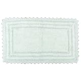 RAJRANG Bath Rug for Bathroom Kitchen Spa with Crochet Cotton Absorbent Soft Reversible Woven Bath Mat Meadow Mist Rectangle 34x21 Inches
