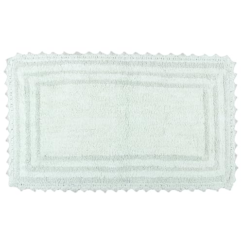 RAJRANG Bath Rug for Bathroom Kitchen Spa with Crochet Cotton Absorbent Soft Reversible Woven Bath Mat Meadow Mist Rectangle 34x21 Inches
