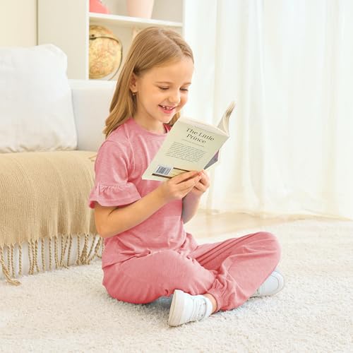 Image of Kids Girls Outfits Ruffle Sleeve T-Shirt Pants Set 2Piece 4-13 Years