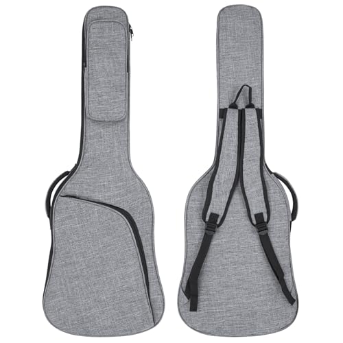 Image of 39 Inch Electric Guitar Bag Soft Guitar Case, 11 MM /0.4in Thick Padded Electric Guitar Gig Bag Guitar Backpack with Pockets, Grey
