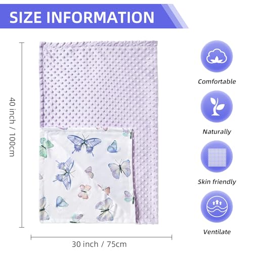 Image of Baby Nursery Bed Blankets Ultra Soft Double Layer Mini Blanket Minky Blanket Receiving Blankets Shower Gifts(30 inch*40 inch,Butterfly)