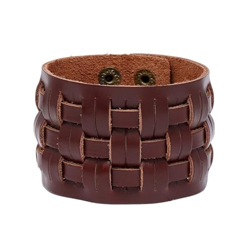 Image of Punk Rock Snap Bracelet Braided Wide Leather Wristband Arm Cuff Bracelet