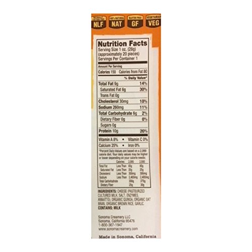 Sonoma Creamery Cheese Cheddar, 18 Ounce (Pack of 18)