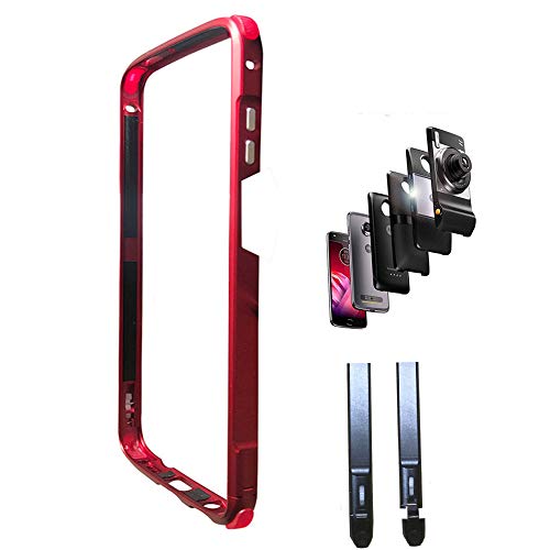 Moto Z3/Z3 Play Case,Aluminum Alloy Bumper Frame Compatible with Moto Mods Moto Hasselblad True Zoom Mod Power Pack Mod Moto Style Shell Moto Wireless Charger Mod(Red)