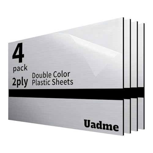 Uadme Plaque pour Gravure Laser, 30x20cm 1,3mm, Bicouche, 4 Plaques Gravée Personnalisée,...