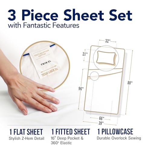 Image of TEXAS LINEN CO. 1000 Series Egyptian Cotton Twin XL Sheet Sets, Taupe