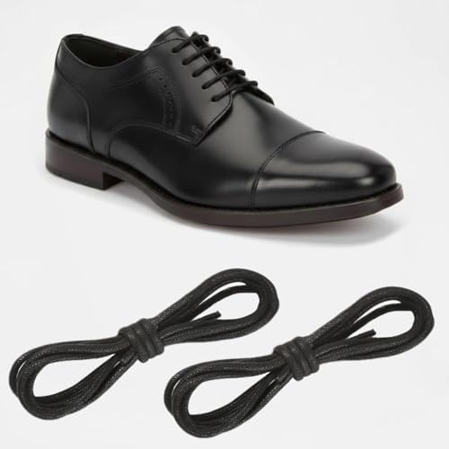 Paquete de 2 cordones redondos encerados finos para zapatos de ve...