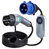 CARTMAN Ladekabel (MIT Bildschirm), Mode 2 / 16A / 7 kW / 5 Meter, EV-Ladekabel für Elektroauto mit Tragetasche
