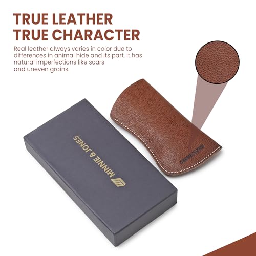 Image of MINNIE & JONES Handmade Full Grain Leather Sunglass Case | Soft Leather Glasses Cover & Spectacle Case for Men & Women | Premium Leather Eyeglass Pouch | Specs Cover for Travel