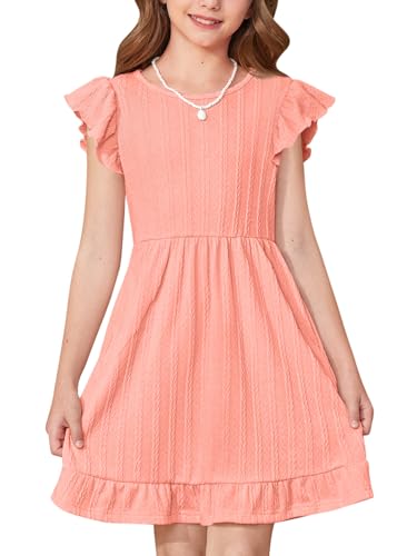 BesserBay Girls Summer Ruffle Midi Dress Back to School Flutter