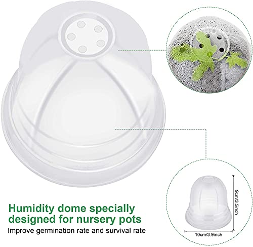 Mixc Plant Nursery Pots With Humidity Dome 4" Soft Transparent Plastic Gardening Pot Planting Containers Cups Planter Small Starter Seed Starting Trays For Seedling With 10Pcs Plant Labels，30 Sets #TOP4