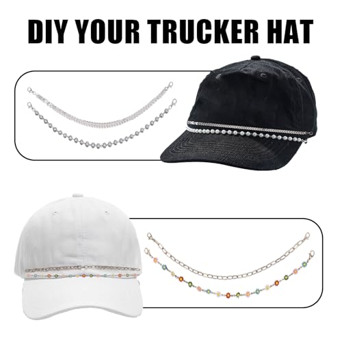 8Pcs Trucker Hat Chains, Trucket Hat Chains and Charms, Bill Decoration Charm Accessories for Women4