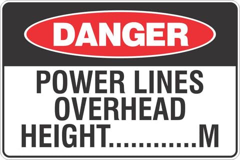 Power Lines Overhead Safety Sign 8x12 Inch Metal Tin Sign Garage Man Cave Wall Decor