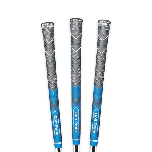 Golf Pride MCC Plus4 Golf Club Grip - All-Weather Hybrid Grip with Larger Lower Hand - Brushed Cotton Cord & Pebbled Texture - Midsize - Blue - 3 Pack