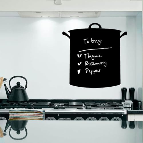 Sticker Tableau Noir CUISINIÈRE 30 x 30 cm, Adhésif Ardoise Effaçable, Décoration MÉMO pour...
