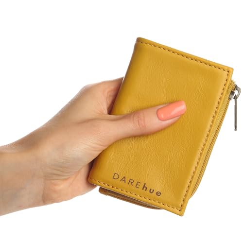 Small Slim Genuine Leather Ladies Wallet (8 card slots) (mustard yellow)3
