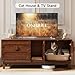 ONBRILL 59 Inches Cat Litter Box Enclosure for 2 Cats, Hidden Litter Boxes Furniture w/Cat Scratch Pad, Modern Large Pet House with Double Room, Wooden TV Stand for Living Room, Walnut