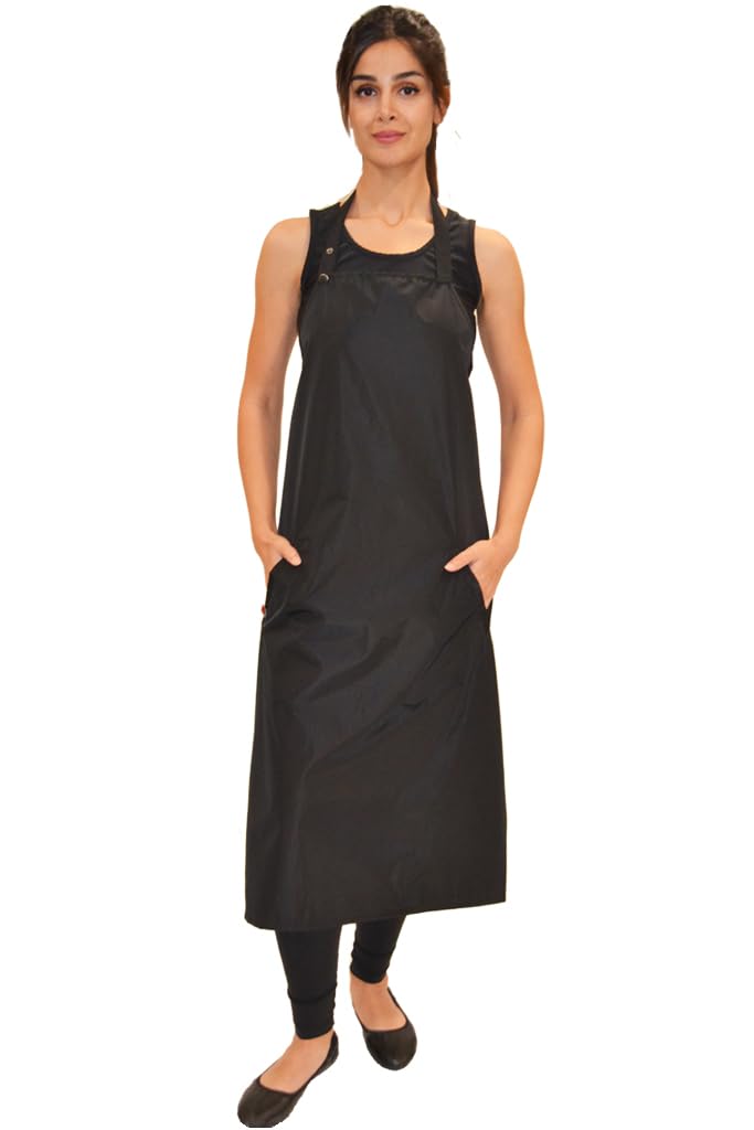 Ladybird Line 682 Bathers Long Black Waterproof, Hair Resistant, Bleach Resistant Bathing Apron for Pet Groomers and Hair Stylists - One size