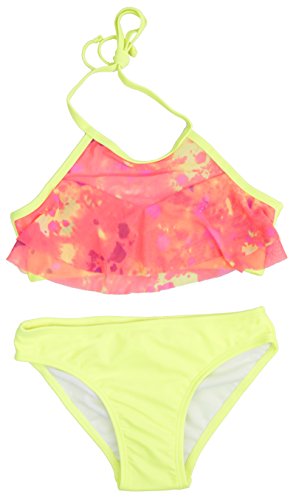 Image of ToBeInStyle Girls' Two Piece Halter Top Flowy Mesh Bikini & Bikini Bottoms