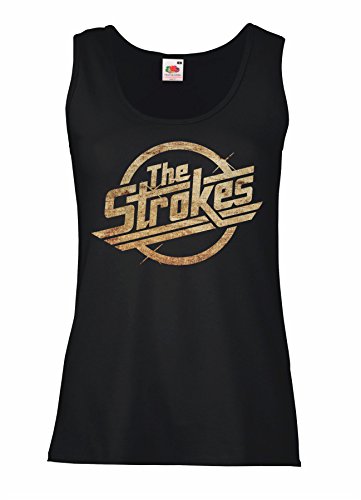 LaMAGLIERIA Camiseta de Tirantes Mujer The Strokes - Grunge Logo 100% algodòn, S, Negro