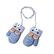 AIDIER Baby Winter Fäustlinge auf Schnur für 0-3 Jahre Kinder Niedlicher Bär Gestrickte Warm Handschuhe mit Fleece Gefüttert Kleinkind Hang Neck Fäustlinge für Baby Jungen Mädchen
