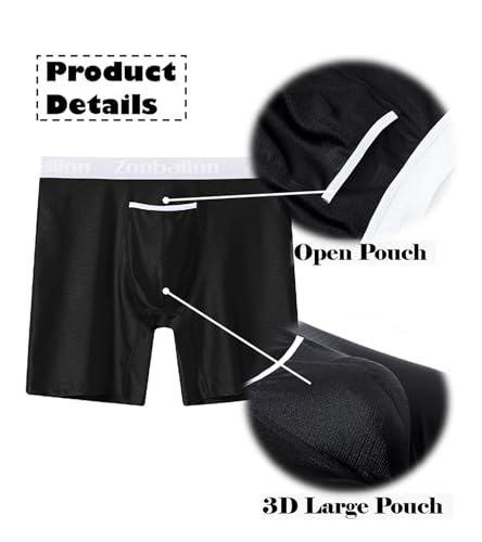 JINSHI Men's Ice Silk Boxer Briefs Horizontal Fly Bulge Enhancing Underwear Stretchy Seamless Casual Trunks Shorts3
