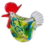 Glasfigur in form eines hahns: klein und kompakt, die hühnerfigur kann überall platziert werden und nimmt nicht viel platz ein, hühnerfigur