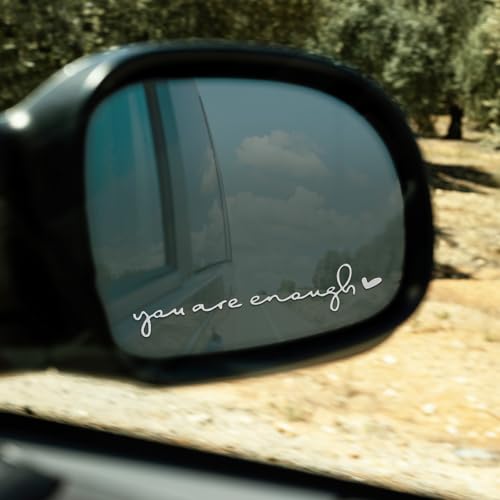 Image of Ymapinc 3Pcs You are Enough Car Decals, Car Rear View Mirror Accessories for Women Vehicle Stickers (Black+White+Pink)