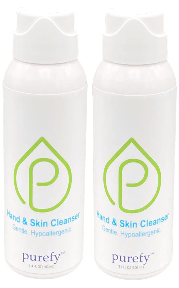 Purefypro Hand and Skin Cleanser (100ml, 2pk) Deep Cleansing Airesol Spray. Hypochlorous Technology. Promotes Natural Defense. Non-irritating. No Residue.