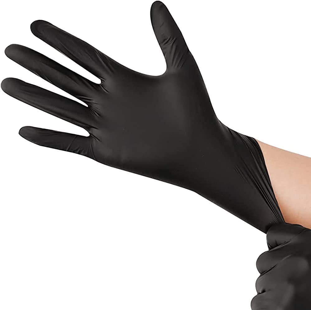 Photo 1 of 2 PACK GIMO Black Disposable Nitrile Latex & Powder Free 5-Mil Gloves 100 Count, Textured, Mechanic Wearing, Cleaning, Food (Large)