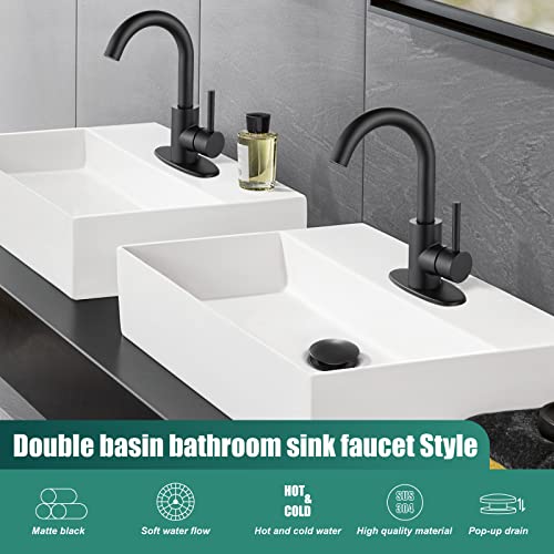 Heyalan Bar Sink Faucet 1 Hole Bathroom Sink Faucet,Stainless Steel Matte Black 1 Handle With Cold And Hot Water Temperature Rv Kitchen Restroom Utility Outdoor Faucet For Vanity Lavatory #TOP5