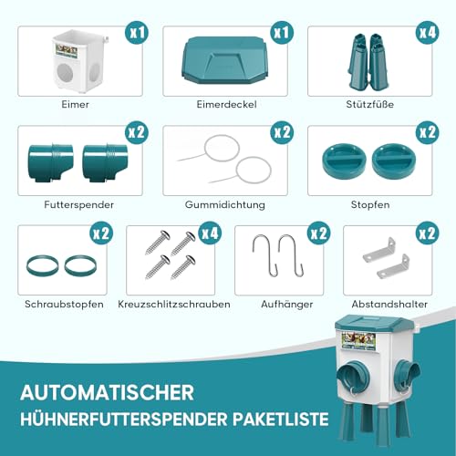 CHAMUTY Futterautomat Hühner, 7 Liter Hühnertränke Tränke Hühner, Automatische Geflügeltränke für Geflügel Mit 1,5m Wasserleitung, Schwimmerventil, Hühnerzubehör, Bruchfester langlebiger Kunststoff