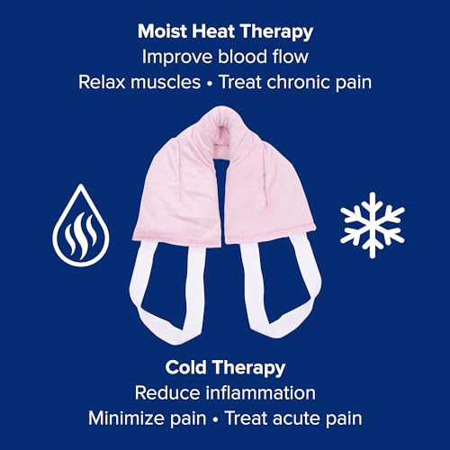 Image of Bed Buddy Hot and Cold Neck Wrap, Microwavable Heating Pad & Cold Pack for Neck, Sore Muscles - Moist Heat Therapy Wrap, Pink, Unscented