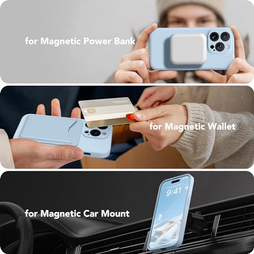 Image of Magnetic for iPhone 13 Pro Max Case, Compatible with MagSafe, [Full Camera Protection][Screen Protector] Silicone Shockproof Protective Phone Case for iPhone 13 Pro Max 6.7 inch, Light Blue